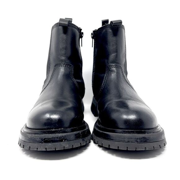 Zara Chelsea Black Leather Inside Zip Platform Lug Sole Ankle Boots EU 36 (US 6) - Picture 9 of 10